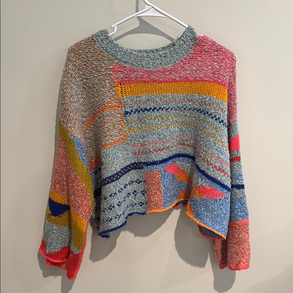 Sincerely Jules Gray and Red Crew Neck Sweater